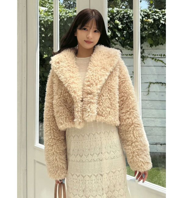 MERCURYDUO「テーラードカラーフェイクファーショートコート」|その他|