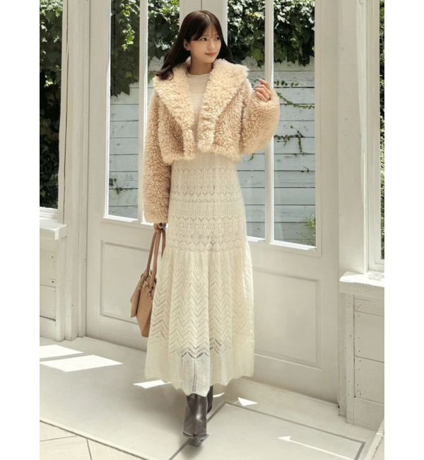 MERCURYDUO「テーラードカラーフェイクファーショートコート」|その他|