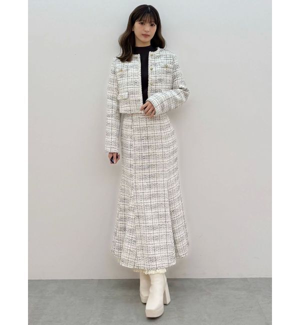 MERCURYDUO「オリジナルツイードノーカラージャケット」|ノーカラージャケット|