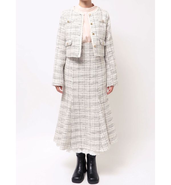 MERCURYDUO「オリジナルツイードノーカラージャケット」|ノーカラージャケット|