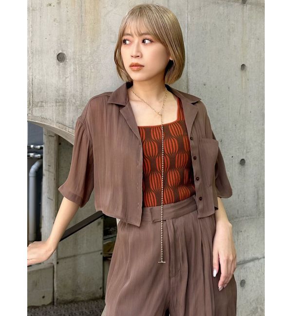 MURUA「シャイニーシアーショートシャツ」|シャツ・ブラウス|