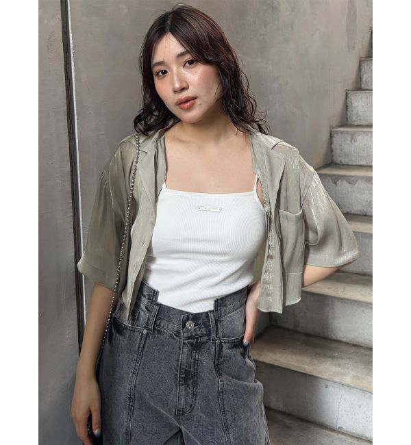 MURUA「シャイニーシアーショートシャツ」|シャツ・ブラウス|