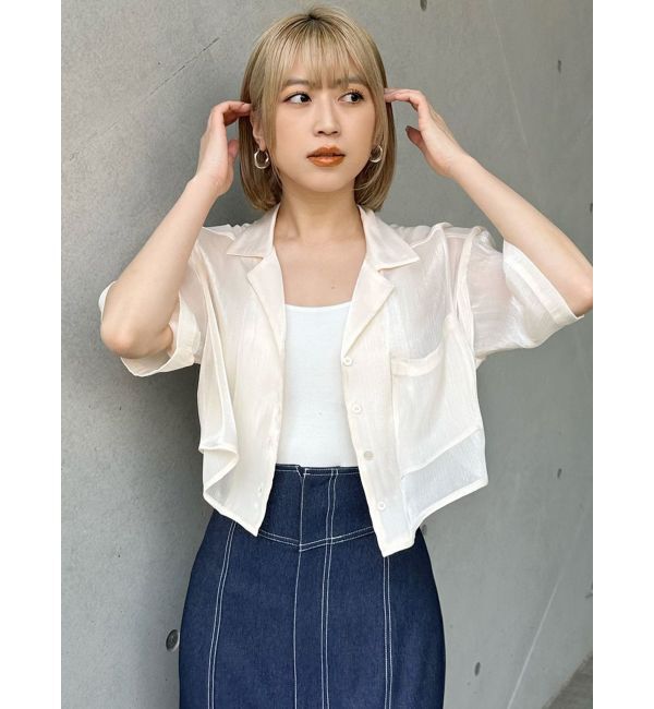 MURUA「シャイニーシアーショートシャツ」|シャツ・ブラウス|