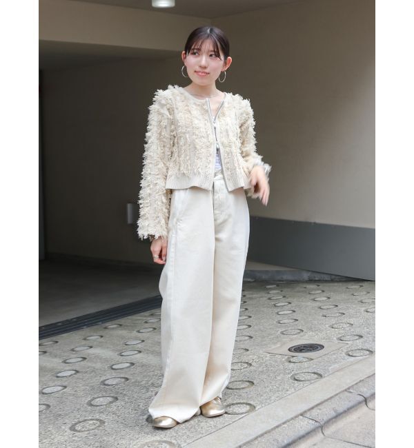 Ungrid「【WEB限定】ボタンデザインハイウエストストレートデニム」|デニム|