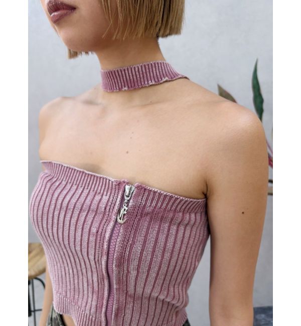 EVRIS「Eモチーフピグメントチョーカーベアニットトップス」|ニット・セーター|