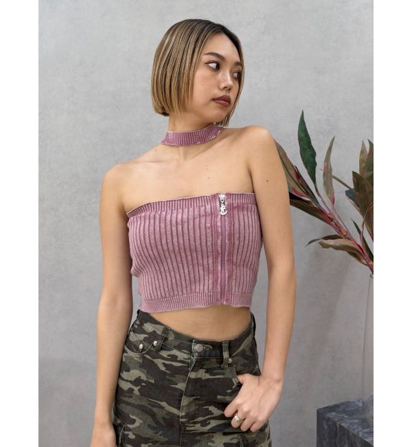 EVRIS「Eモチーフピグメントチョーカーベアニットトップス」|ニット・セーター|