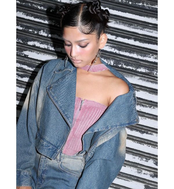 EVRIS「Eモチーフピグメントチョーカーベアニットトップス」|ニット・セーター|