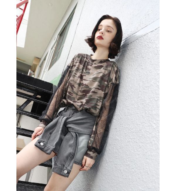 EVRIS「レースコンビBIGロンT」|Tシャツ・カットソー|