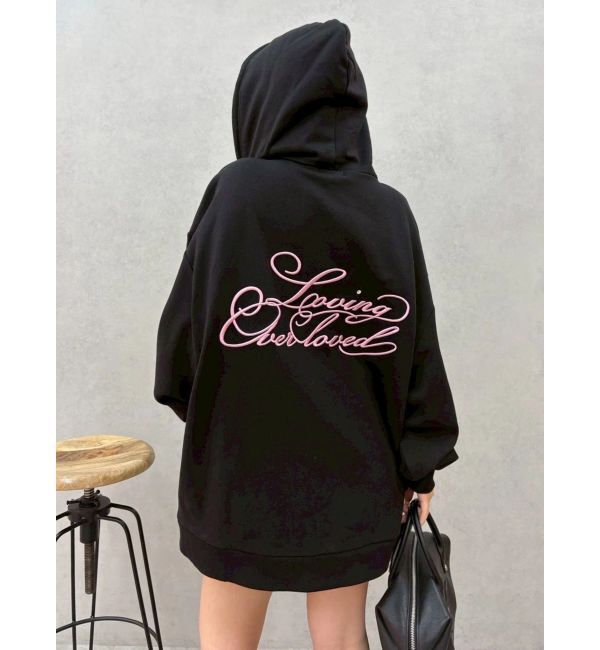 EVRIS「Lovingグラフィックジップパーカー」|パーカー|ブラック