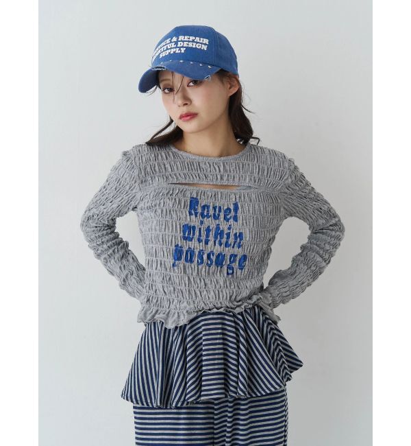 jouetie「カットアウトシャーリングトップス」|Tシャツ・カットソー|グレー