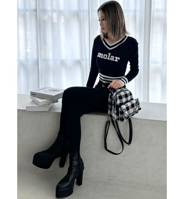 GYDA「molar Vネックニットトップス」|ニット・セーター|