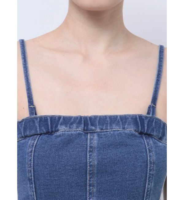 GYDA「GD SIDE 2ラインカットデニムベアワンピース【SETUP着用可】」|ワンピース|