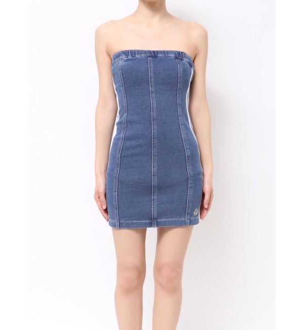 GYDA「GD SIDE 2ラインカットデニムベアワンピース【SETUP着用可】」|ワンピース|