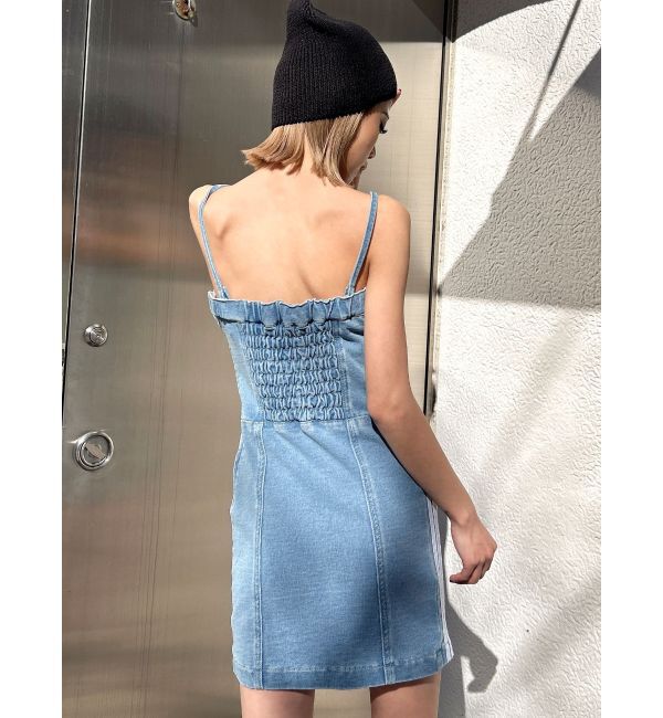 GYDA「GD SIDE 2ラインカットデニムベアワンピース【SETUP着用可】」|ワンピース|