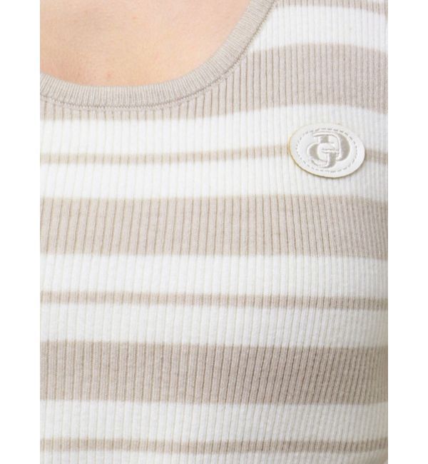 GYDA「ボーダーノースリPOLOニットトップス」|ニット・セーター|