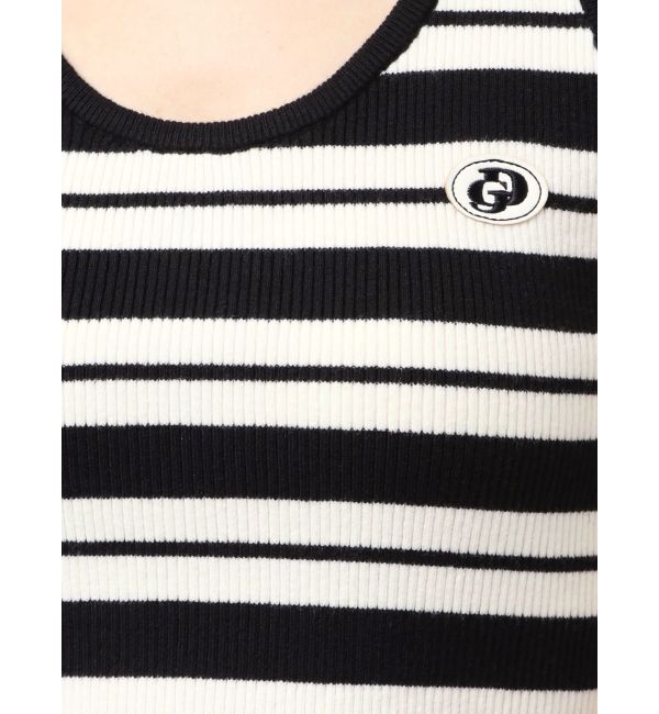 GYDA「ボーダーノースリPOLOニットトップス」|ニット・セーター|