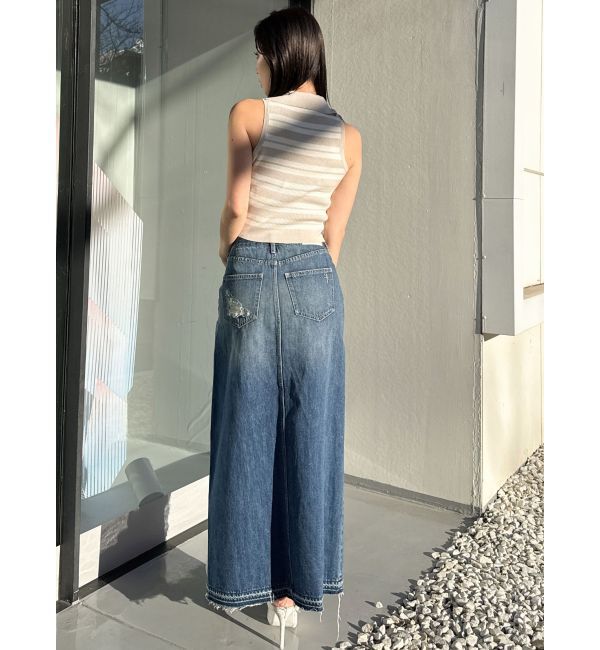 GYDA「ボーダーノースリPOLOニットトップス」|ニット・セーター|