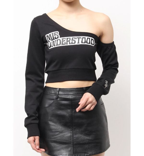 GYDA「MIS UNDERSTOODワンショルショートトップス」|Tシャツ・カットソー|ブラック