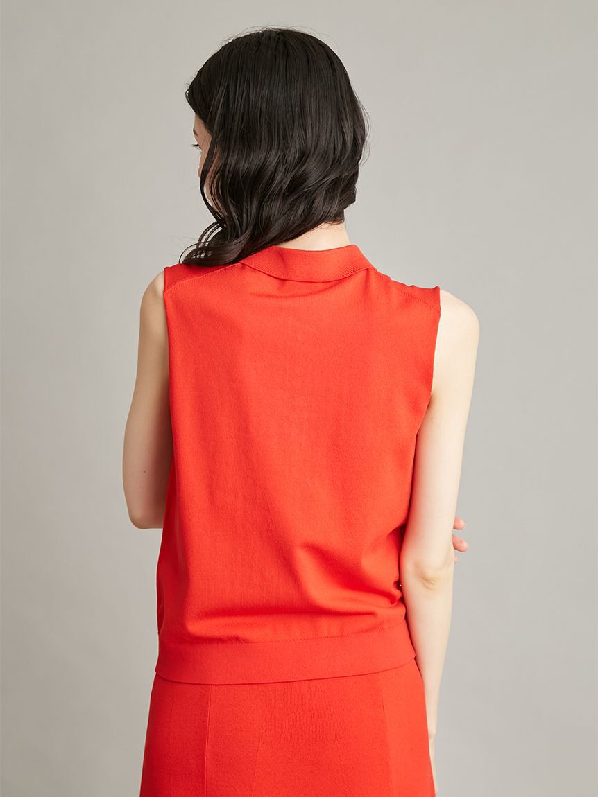 Mila Owen「【UVカット】【WEB限定カラー】金釦ノースリポロニットスカートSET UP」|ワンピース|