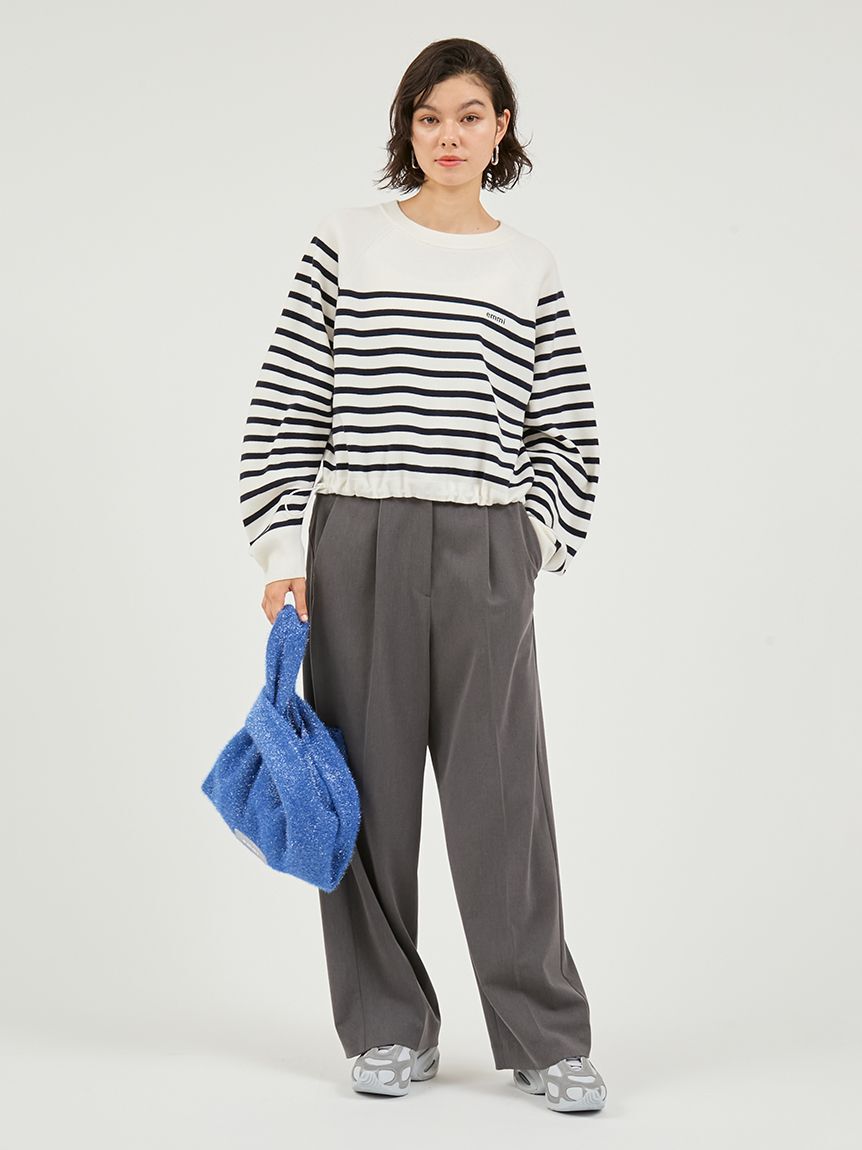 emmi atelier「【セットアップ対応】ワイドレッグタックパンツ」|チノ|