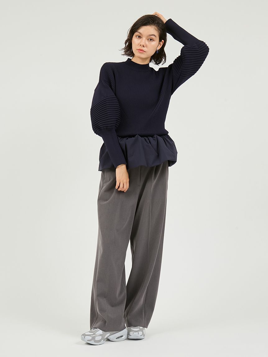 emmi atelier「【セットアップ対応】ワイドレッグタックパンツ」|チノ|