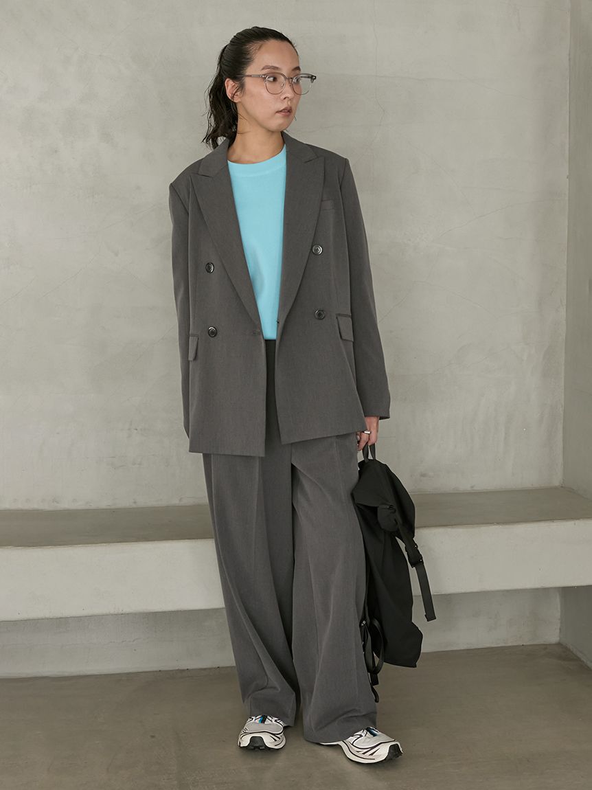 emmi atelier「【セットアップ対応】ワイドレッグタックパンツ」|チノ|