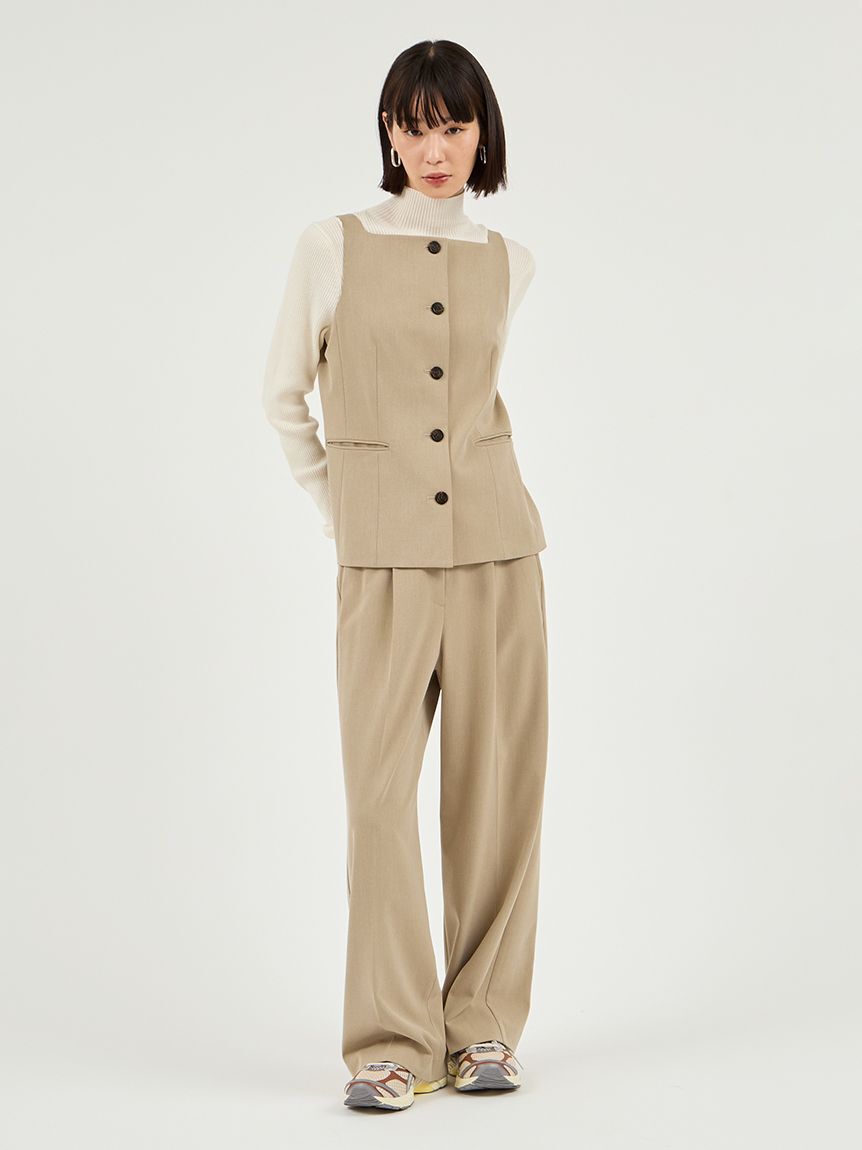 emmi atelier「【セットアップ対応】ワイドレッグタックパンツ」|チノ|