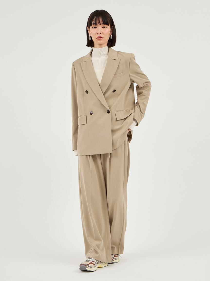 emmi atelier「【セットアップ対応】ワイドレッグタックパンツ」|チノ|