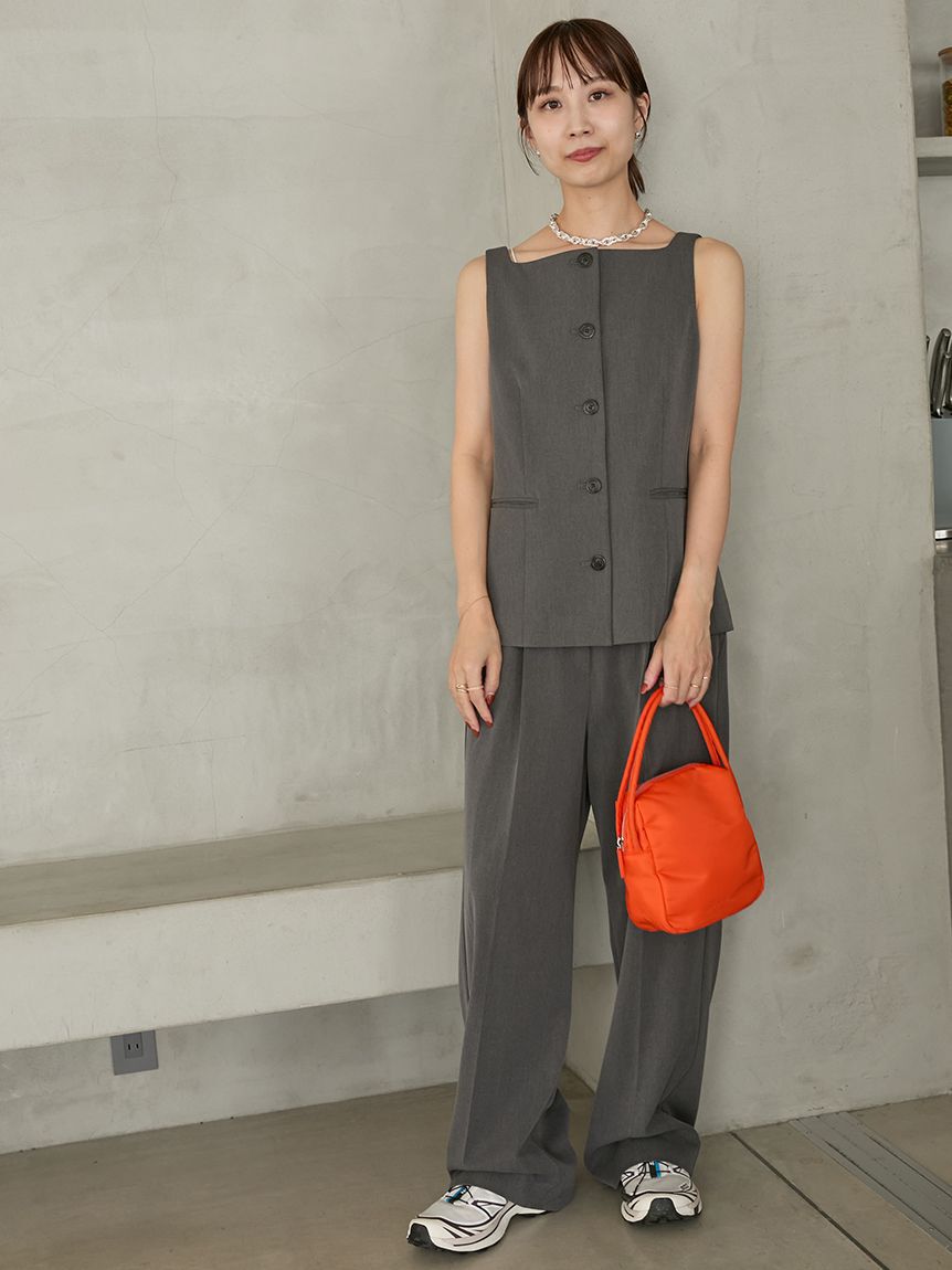 emmi atelier「【セットアップ対応】ワイドレッグタックパンツ」|チノ|