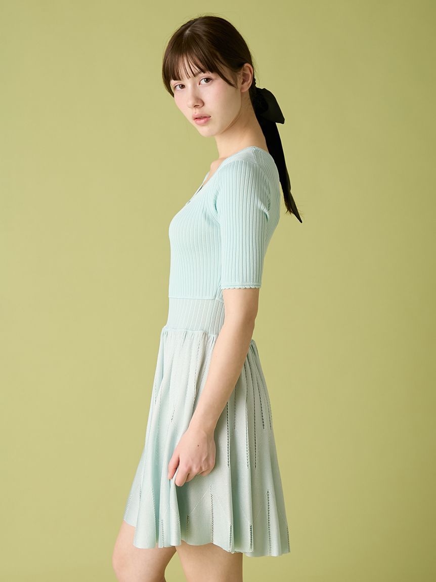 FURFUR「フィットフレアリブニットミニワンピース」|ワンピース|