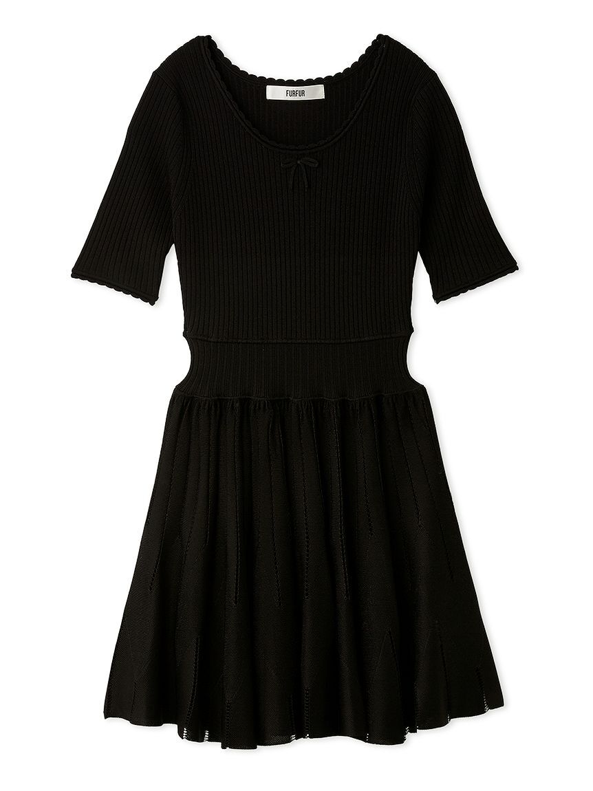FURFUR「フィットフレアリブニットミニワンピース」|ワンピース|BLK