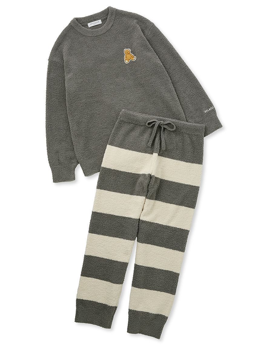GELATO PIQUE HOMME「【ONLINE限定】【HOMME】ベビモコベアプルオーバー＆ロングパンツセット」|ルームウェア|GRY