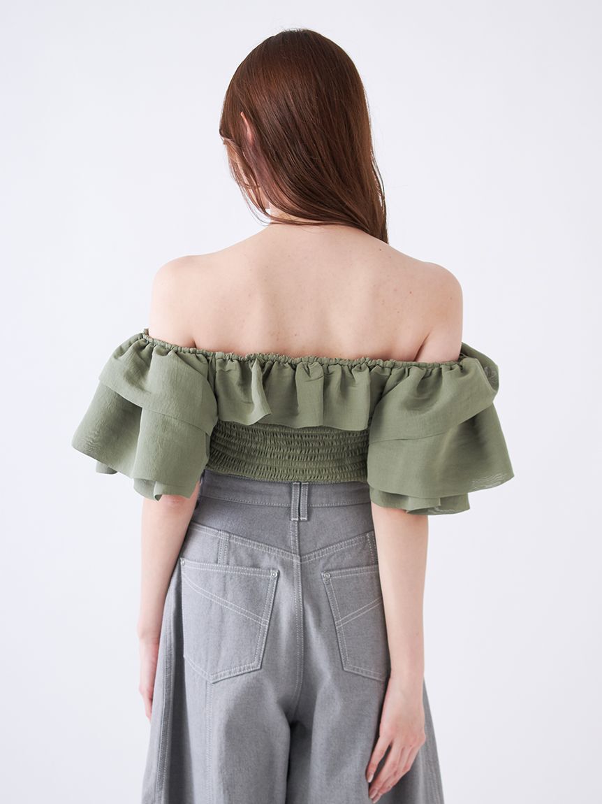 SNIDEL「オフショルボリュームフリルブラウス」|シャツ・ブラウス|