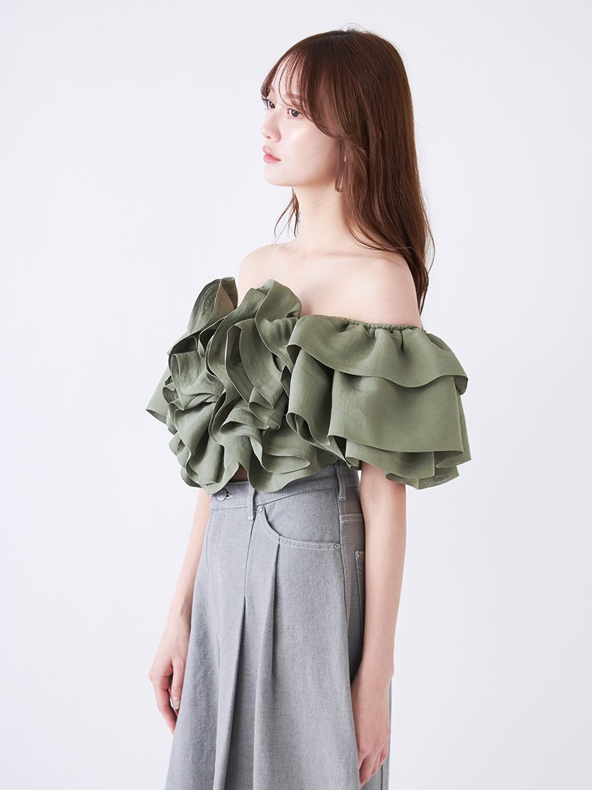 SNIDEL「オフショルボリュームフリルブラウス」|シャツ・ブラウス|