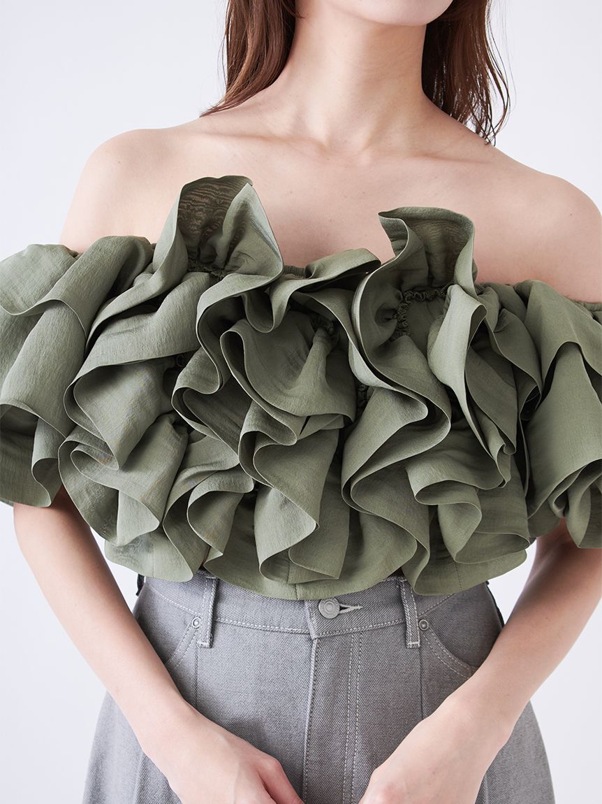 SNIDEL「オフショルボリュームフリルブラウス」|シャツ・ブラウス|