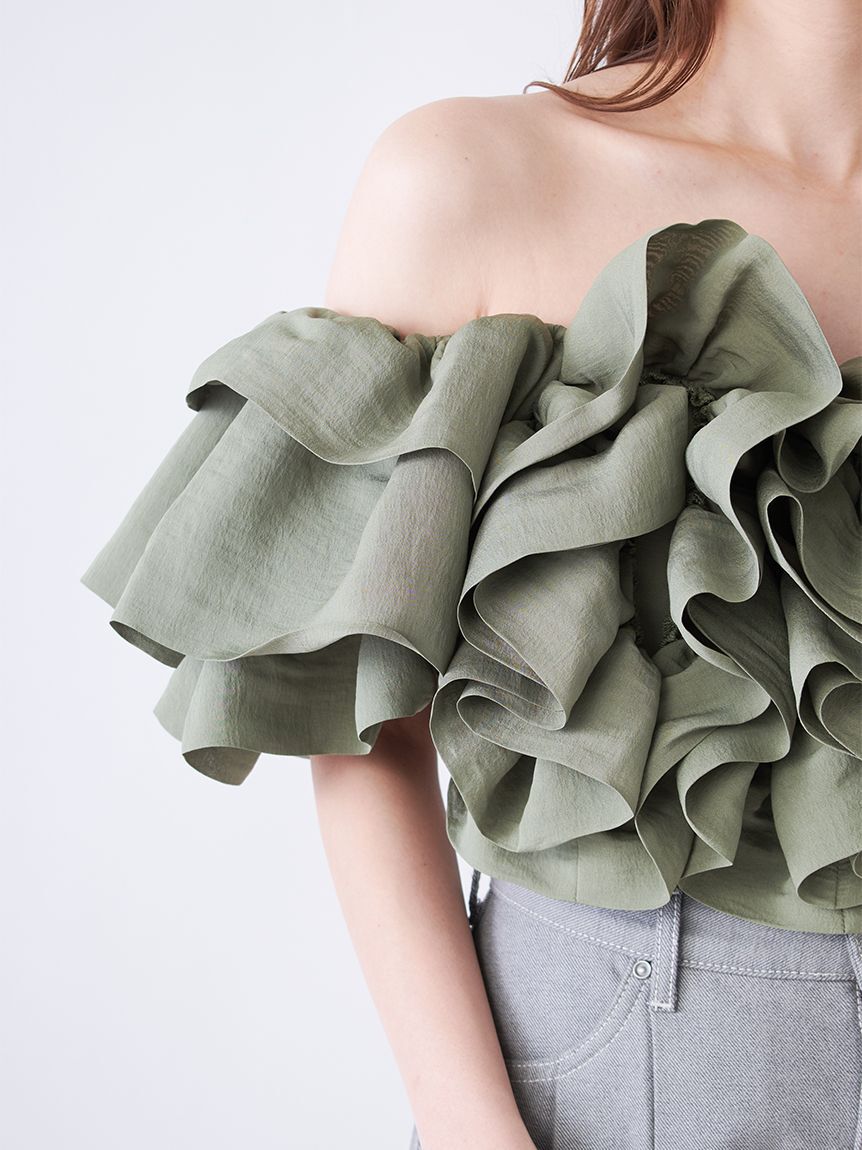SNIDEL「オフショルボリュームフリルブラウス」|シャツ・ブラウス|