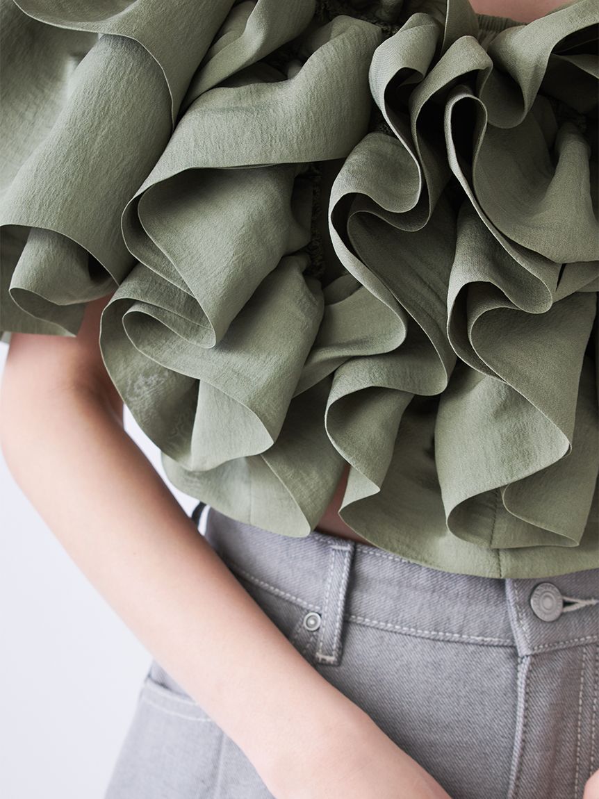 SNIDEL「オフショルボリュームフリルブラウス」|シャツ・ブラウス|