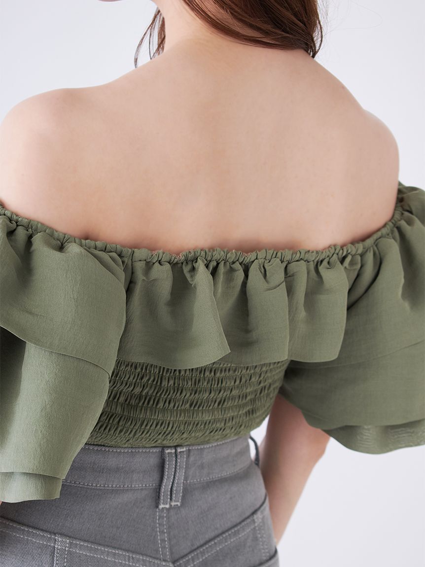 SNIDEL「オフショルボリュームフリルブラウス」|シャツ・ブラウス|