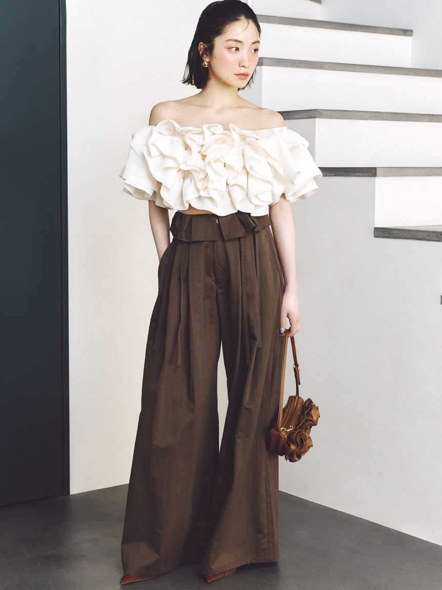 SNIDEL「オフショルボリュームフリルブラウス」|シャツ・ブラウス|