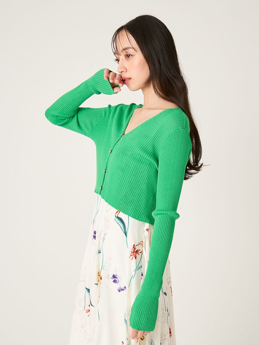 FRAY I.D「シルクコットンクロップドリブニットカーディガン」|カーディガン|