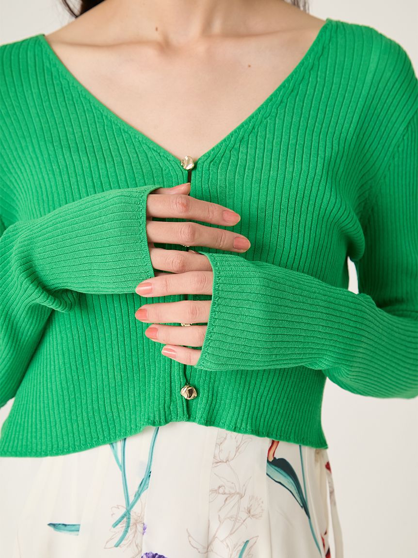 FRAY I.D「シルクコットンクロップドリブニットカーディガン」|カーディガン|