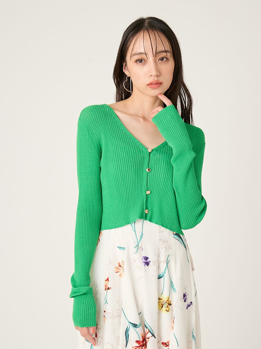 FRAY I.D「シルクコットンクロップドリブニットカーディガン」|カーディガン|