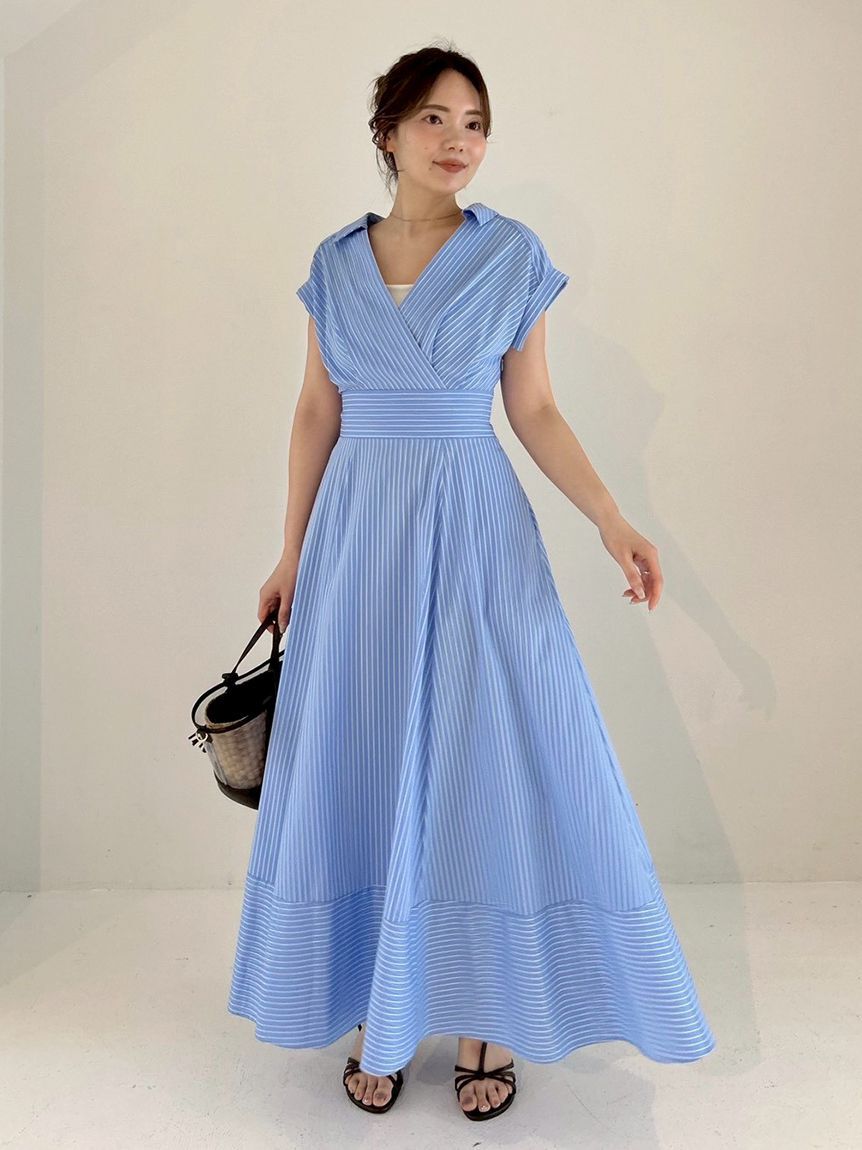 FRAY I.D「レースアップバックストライプシャツワンピース」|ワンピース|