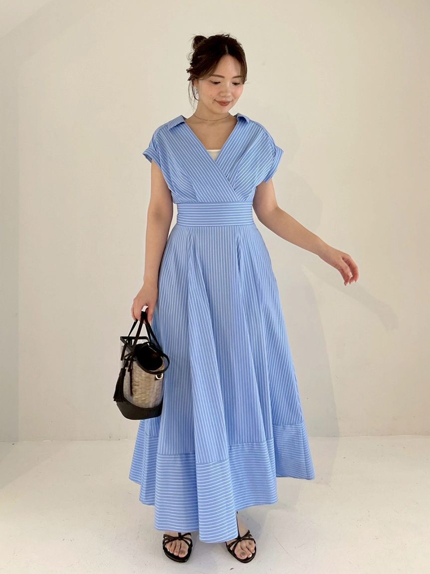 FRAY I.D「レースアップバックストライプシャツワンピース」|ワンピース|