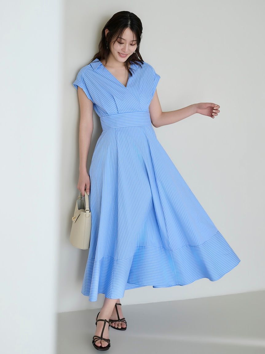 FRAY I.D「レースアップバックストライプシャツワンピース」|ワンピース|STRIPE