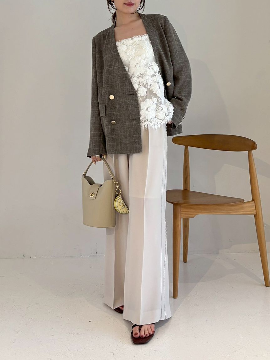 FRAY I.D「レースパイピングラインパンツ／防シワ」|チノ|