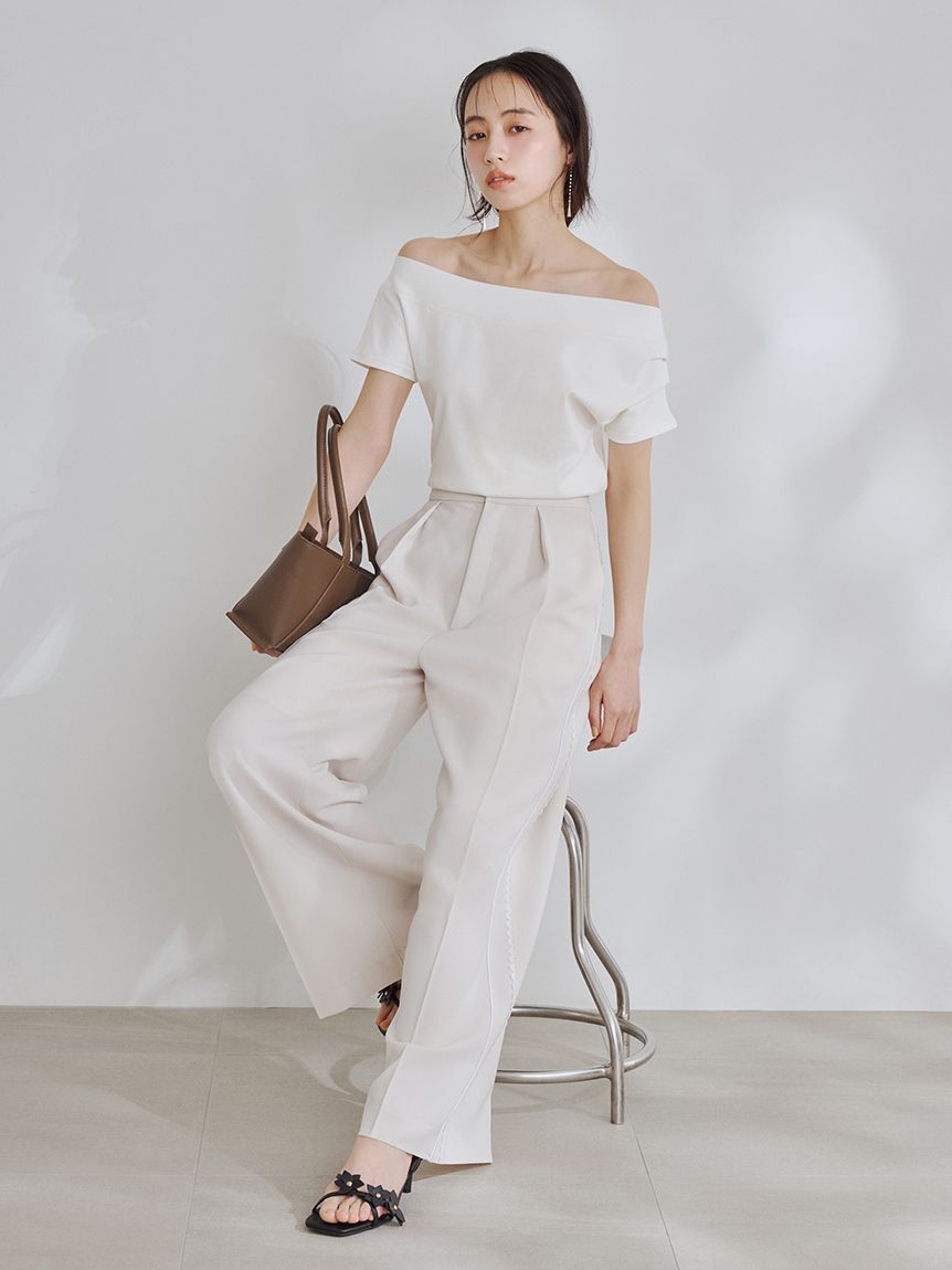 FRAY I.D「レースパイピングラインパンツ／防シワ」|チノ|LBEG