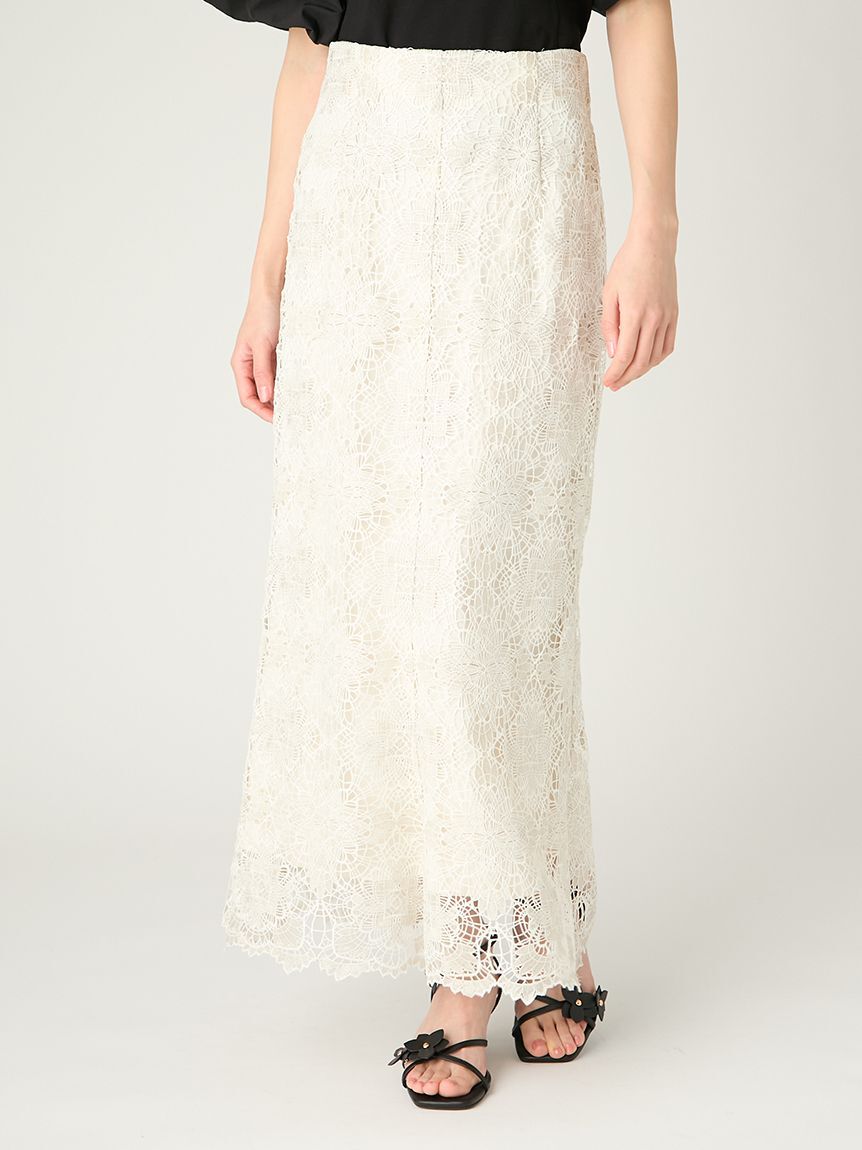 FRAY I.D「ラメフラワーレーススカート」|スカート|