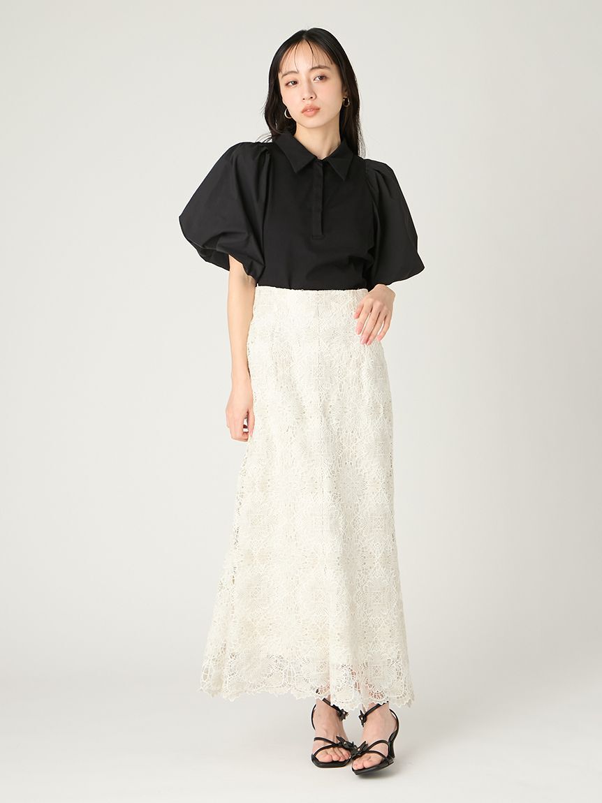 FRAY I.D「ラメフラワーレーススカート」|スカート|