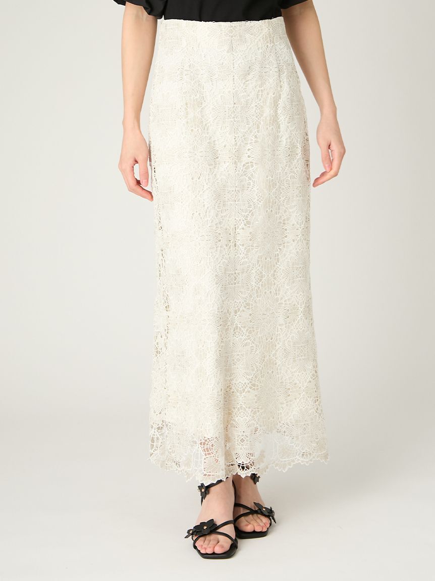 FRAY I.D「ラメフラワーレーススカート」|スカート|